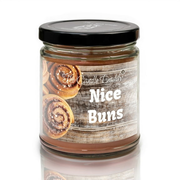 Nice Buns - Sticky Cinnamon Buns Scented - Funny 6 Oz Jar Candle - 40 Hour Burn Time