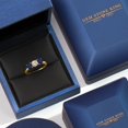 thumbnail image 5 of Gem Stone King 18K Yellow Gold Plated Silver Peach Morganite and Blue Sapphire Engagement Ring for Women | 1.60 Cttw | Round 5MM | Gemstone October Birthstone | Size 7, 5 of 6