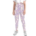 thumbnail image 2 of COEQINE Girls Yoga Leggings High Waist Sport Cute Yoga Pants Buttery Soft Stretch Running Leggings for 12-13 Years Kids Girls for Easter Day, Easter Bunny Dot Egg Purple, 2 of 7