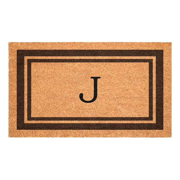Brown Border Monogram Doormat (Letter J)