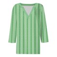 thumbnail image 4 of hxobax Plus Size 3/4 Sleeve Tops For Womens Striped Tunic Shirts Casual V Neck Polka Dot Blouse Tees, 4 of 5