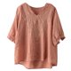 thumbnail image 5 of Camisa vintage de lino bordada para mujer: cuello en V holgado, manga 3/4, mezcla transpirable, jersey informal, blusa para todas las estaciones, 5 of 8