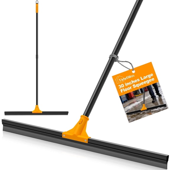 TidyBliss 30” Large Floor Squeegee Broom (Orange)