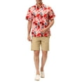 thumbnail image 2 of INSPIRE CHIC Men's Shirts Short Sleeve Floral Print Button Up Point Collar Hawaiian Shirt 50 Pink Red, 2 of 6
