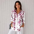 thumbnail image 4 of Nyfairy Plus Size Women's Floral Embossed Print Long Sleeve Button Down Casual Shirt, 4 of 5