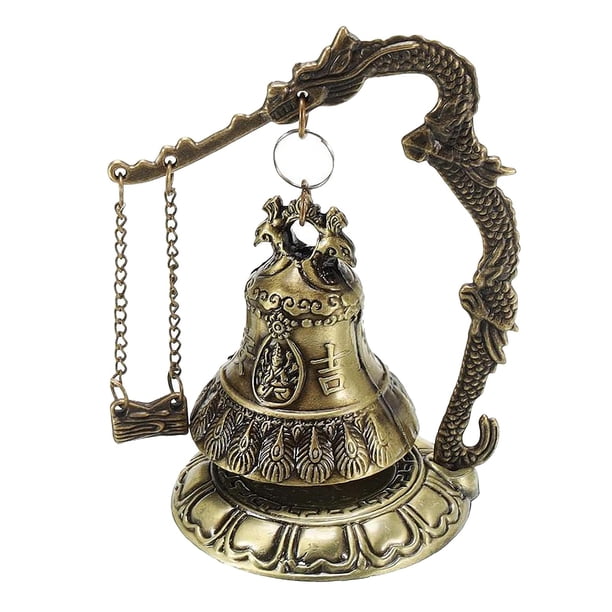 Campana Fengshui de Buda y Dragón del Tíbet para decoración de escritorio, bendición Pavo real