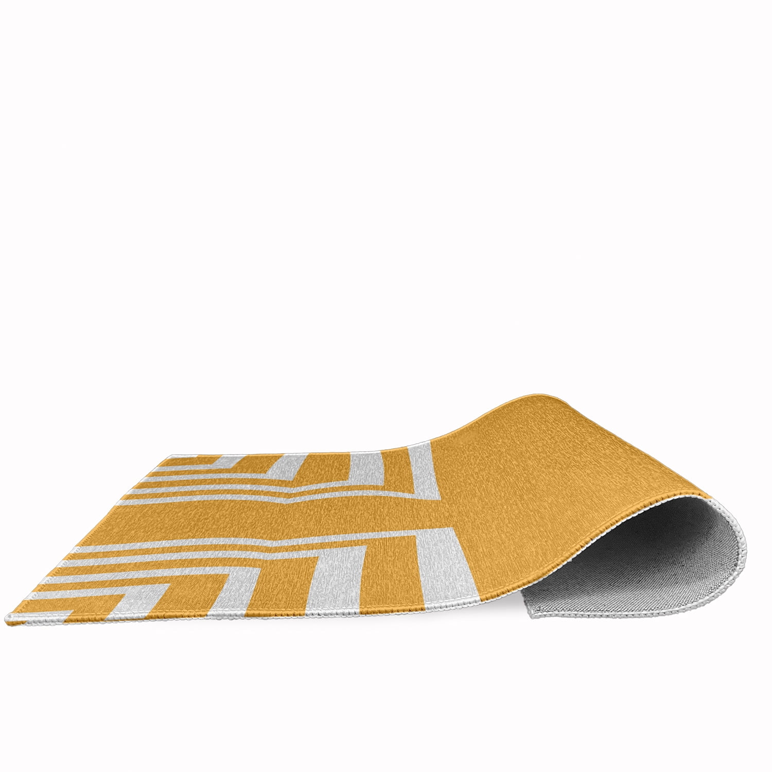 3' x 5' Simply Daisy Corner Stripes Modern & Contemporary Chenille Area Rug, Egg Yolk Yellow