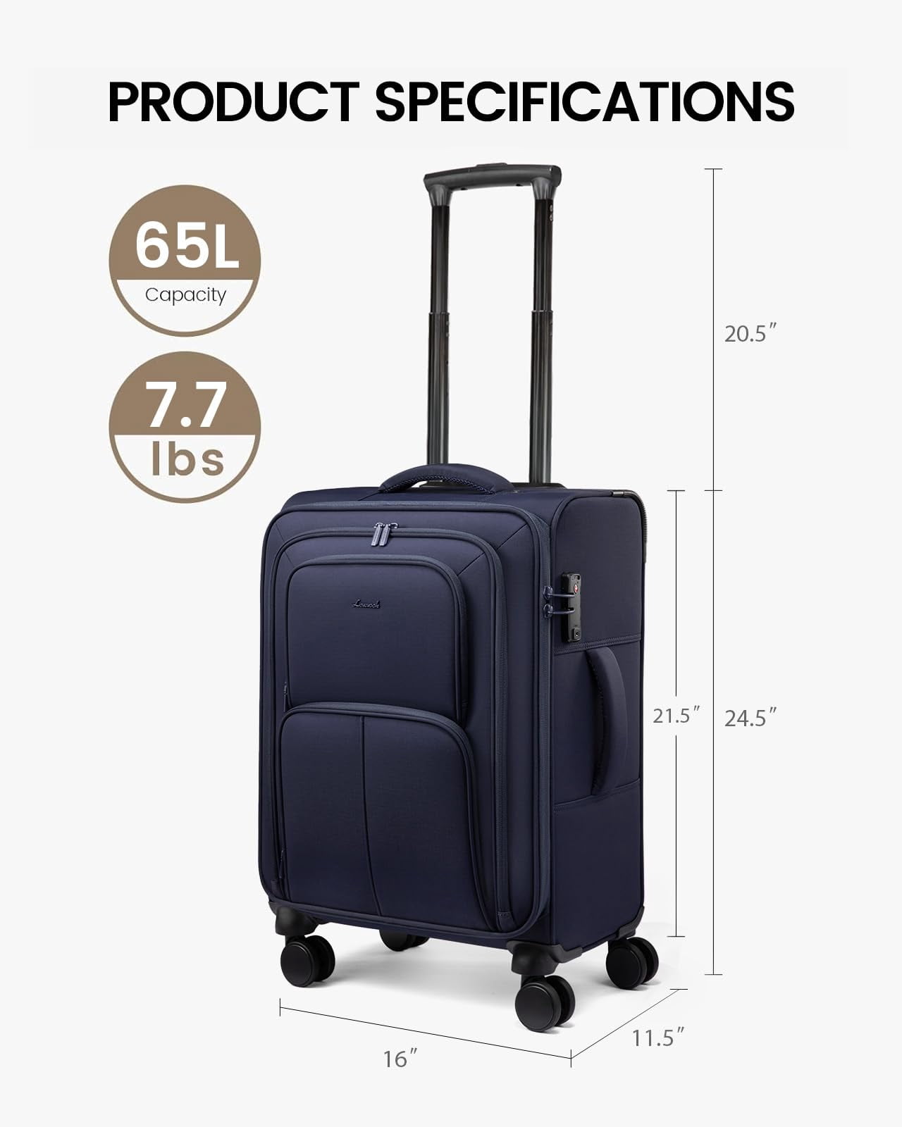 LOVEVOOK Carry On Luggage 22x14x9 Airline Approved, 22 Inch Softside Suitcases with Spinner Wheels, Lightweight Carry-on Suitcase with TSA Lock for Women Men, Large Luggage for Travel Business Trip