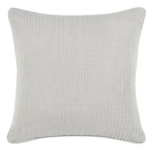 Pemberly Row Transitional Gray Finish Cotton Linen Blend Euro Sham