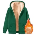 thumbnail image 3 of CUZIBR Women Zip Up Hoodies Oversized Fuzzy Thick Lined Hooded Sweatshirt With Pocket Long Sleeve Trendy Fall Winter Pullover,Dark Green,Xxl, 3 of 3