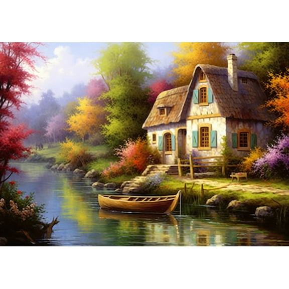Puzzles 300 pieces for adults Landscape Art Country Canal Formation wooden Challenging Puzzles Perfect for Game Nights 14.9'' x 10.2''