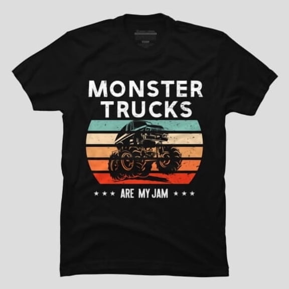 Monster Truck Are My Jam Vintage Retro, H12582 T-Shirt, for Men and Women, Up to Size 5XL