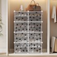 thumbnail image 4 of Expandable 8-Tier Shoe Rack Organizer with Door – Modular Shoe Storage Cabinet with PVC Shelves, Stackable, Dustproof, Space-Saving, Holds 32 Pairs, for Entryway, Hallway, Closet, Bedroom, Gray, 4 of 8