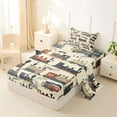 thumbnail image 2 of Castle Fairy Vintage Classic Antique Steam Train Twin Sheet Sets 3pcs for Boys, Retro Locomotive Bedding for Bedroom, Navy Red, 2 of 6