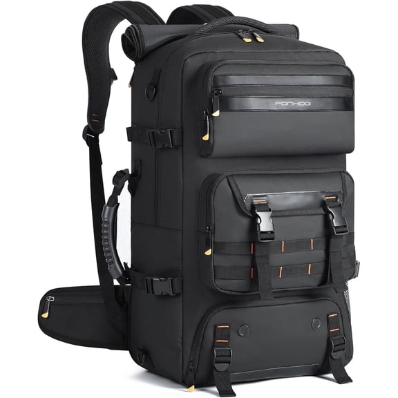 Travel Backpack, for Men, 50L, Carry on, Flight Approved, Convertible, Duffle Bag, Shoe Compartment, 17 Inch, Laptop Luggage, USB Charging Port, Weekender, Hiking, Black