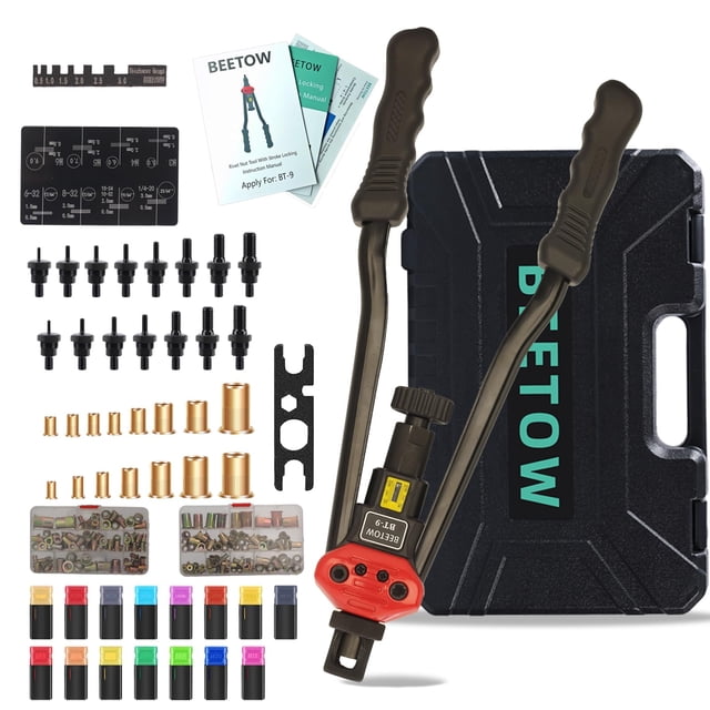 Kit de herramientas para remaches BEETOW Professional de 40 cm con 15 mandriles