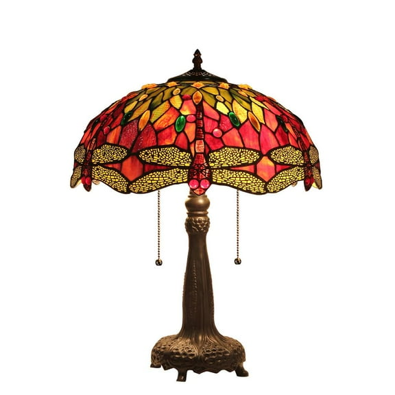 CHLOE Empress Tiffany-style 2 Light Dragonfly Table Lamp 16" Shade