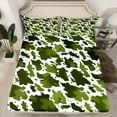 thumbnail image 2 of jejeloiu Green White Bed Sheets,Rustic Farmhose King Sheets,Vintage Camo Camouflage Sheet Set For Adults,Super Cozy Room Decor,4-Piece, 2 of 7