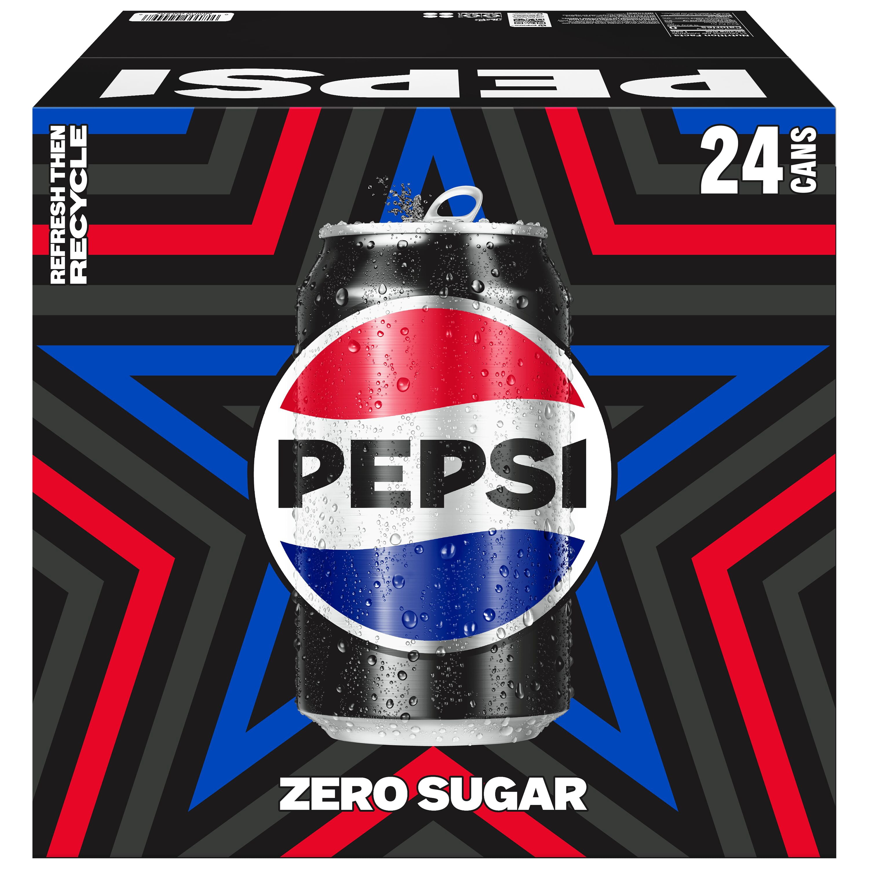Pepsi Zero Sugar Cola Soda Pop, 12 fl oz, 24 Count