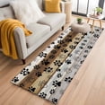 thumbnail image 3 of Runner Rug 2 x 6 Ft, Cute Dog Claws Washable Non-Slip Floor Mat for Kitchen Hallway/Entryway, Farmhouse Brown Grey Wooden Puppy Pawprints Long Kitchen Runner Area Rugs for Living Room, Low-Profile, 3 of 7