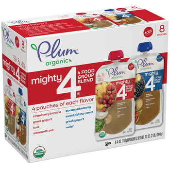 Plum s Mighty 4 Toddler Food Pouches: Variety Pack - 4 oz, 8 Pack, Baby Food