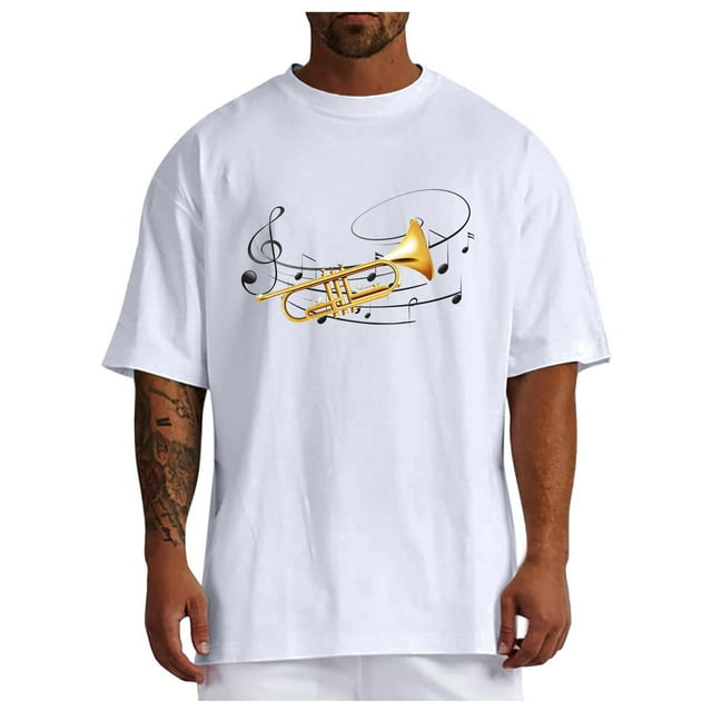Xdzjlr T-Shirts pour Hommes Usage Quotidien Col Rond Imprimé Instrument Unique Décontracté Polyvalent Toutes Saisons Haut Respirant Chemises Décontractées pour Hommes, TTTG