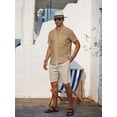 thumbnail image 3 of sogami Men's Linen Summer Shirts Short Sleeve Hawaiian Button Up Shirt Beach Shirt with Pocket, 3 of 9