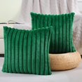 thumbnail image 1 of SURJDE Emerald Green Striped Decorative Throw Pillow Covers 24x24 Inch Set of 2,Square Fall Decorations Couch Euro Pillow Case,Soft Cozy Faux Rabbit & Velvet Back,Modern Home Decor for Bed, 1 of 6