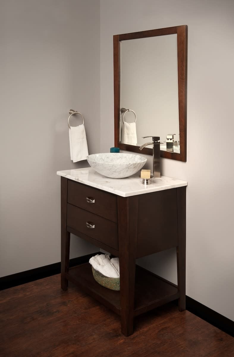 Miseno MNO-WC-BN Circular 17" Carrera Marble Bathroom Sink; Brushed Nickel Drain