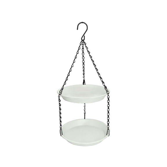 WEGFTDUOP 2-Tier Outdoor Hanging Bird Feeder, All-in-One Seed and Water Feeding Station