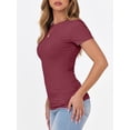 thumbnail image 3 of ANRABESS Womens Short Sleeve Tops Crewneck Ribbed Knit Slim Fit Basic Tee Casual Summer Fitted T Shirt, 3 of 9