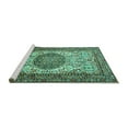 thumbnail image 2 of Ahgly Company Machine Washable Indoor Square Persian Turquoise Blue Traditional Area Rugs, 4' Square, 2 of 4