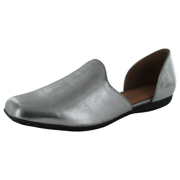 Gentle Souls Womens Etsu Leather Flat Slip-On Shoe, Steel, US 6.5