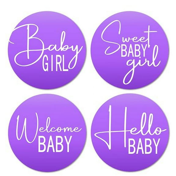 40 Purple Modern Baby Shower Stickers, 2 Inch Big Round Glossy Labels, It’s a Girl Baby Shower, Great for Party Favors, Tags, Games And Supplies. Made in USA
