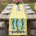thumbnail image 4 of Blue Fish Table Runner 72 Inches, Summer Lemon Mint Leaves Rural Yellow Plaid Bed Runner Dresser Scarves Tabletop for Indoor Outdoor Parties/Ceremony/Banquet, 18" x 72", 4 of 9