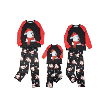 

Afunbaby Family Christmas PJs Matching Sets Snowman Print Tops Pants 2PCS Christmas PJs Sleepwear for Dad Mom Kids Baby