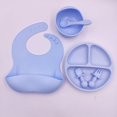 thumbnail image 3 of Juego de alimentación para bebés 6, sin Bpa, juego de cubiertos y platos de silicona de grado alimenticio, aprenda a comer solo, el juego incluye tazón con ventosa, cuchara, babero y, 3 of 3