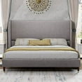 thumbnail image 2 of VanAcc Queen Platform Bed Frame 51.2" High Headboard Linen Tall Upholstered Bed/No Box Spring Required/Wood Slat Support/Easy Assembly Light Grey, 2 of 7
