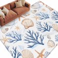 thumbnail image 2 of Summer Blue Washable Living Room Rugs 5'x8', Yellow Coral Shell Starfish Marine Life Coastal Low Pile Throw Large Area Rug Non-Slip Sturdy Edge Binding Carpet for Living Room Kitchen Office, 2 of 9
