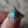 thumbnail image 4 of Turquoise Ring 925Silver Natural Turquoise Gemstone Solitaire Floral Design Ring, 4 of 6