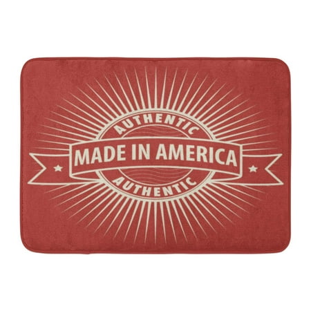 GODPOK Best Red Advertisement Stamp Label with Text Made in America Authentic Badge Certificate Rug Doormat Bath Mat 23.6x15.7