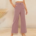 thumbnail image 4 of ZQUUVOU Women's Corduroy Pants Casual Soft Ribbed Wide Straight Leg with Pockets Streetwear Trousers Fall Outfit Pink, 4 of 7