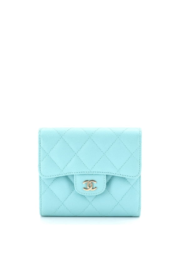 Pre-Owned CC Compact Classic Flap Wallet Quilted Caviar By Rebag