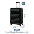 thumbnail image 3 of 24 Inch Checked Luggage, ABS+PC Lightweight&nbsp;Hardshell Suitcase with TSA Lock & Spinner Silent Wheels, Medium Size with 65L Capacity, Convenient for Trips, Black, 3 of 8