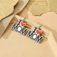 thumbnail image 2 of fuyuli Mother's Day Father's Day Wood Earrings, Mother's Day Wood Earrings Pair,"I LOVE MOM or DAD" Letter Wooden Round Dangle Earrings(I LOVE MOM), 2 of 6