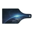 thumbnail image 2 of Earth Cutting Board, Planet from the Space at Night Galactic Astronomy Themed Ethereal Interstellar Image, Tempered Glass Cutting and Serving Board, Wine Bottle Shape, Dark Blue, by Ambesonne, 2 of 5