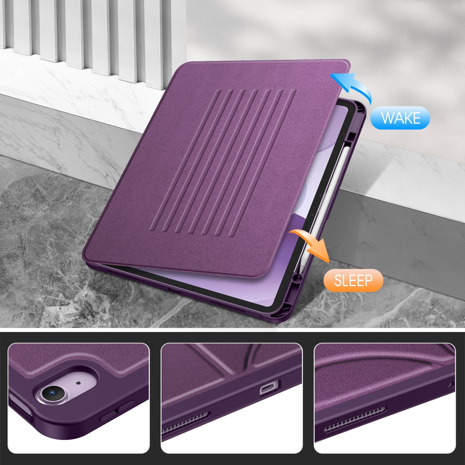 Fintie Magnetic Stand Case for iPad Air 13-inch (M4) 2026, (M3) 2025, (M2) 2024 - Multiple Angles Shockproof TPU Cover with Pencil Holder, Purple