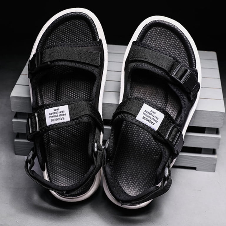Men\'s Black And White Arch Support Thick Recovery Athletic Hiking Sandal Shoes Mens Hiking Sandals with Arch Support Sport Recovery  main image 2