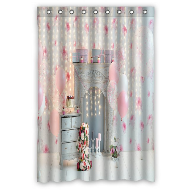 Cortina de ducha ABPHQTO de poliéster impermeable con globos 120x180 cm