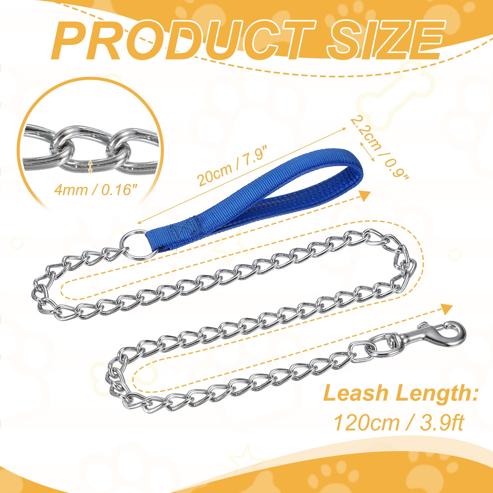 Uxcell Heavy Duty Chain Dog Leash, Metal Chain Dog Leash with Soft Padded Handle ( 4ft x 2 Mm, Red ) for Small Medium Large Pet Puppies Walking Training Traveling